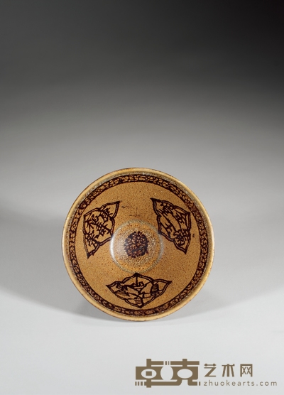 吉州窑剪纸贴花金玉满堂盏 高:6.3cm直径:12.3cm