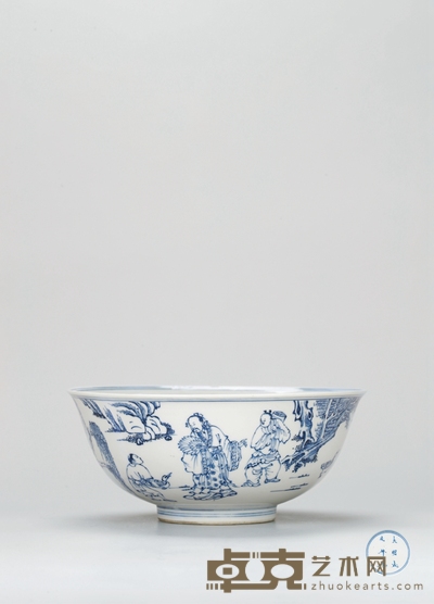 清康熙·青花羲之爱鹅图碗 高:8.2cm直径:19.4cm