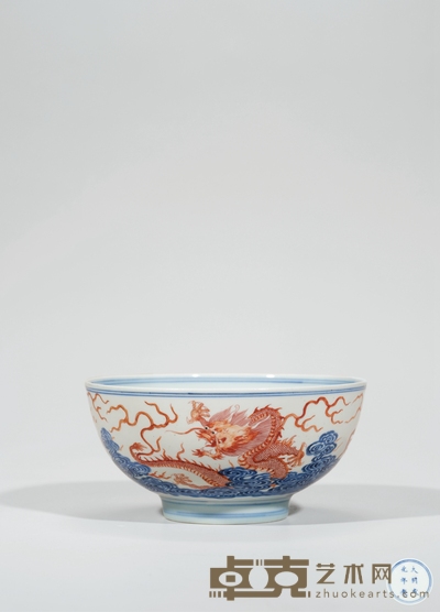 清康熙·青花矾红龙纹碗 直径:18.3cm