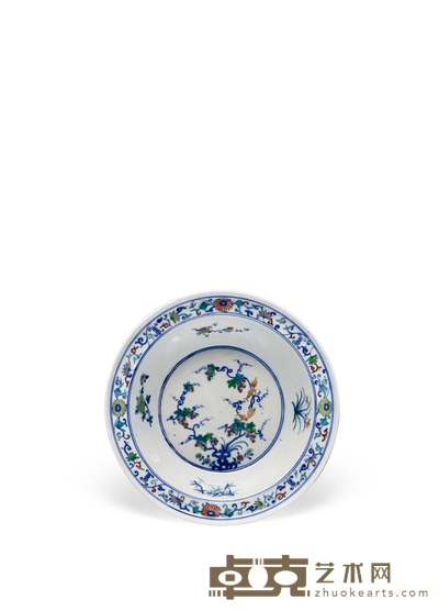 清雍正·斗彩松鼠葡萄纹折沿洗 高:8.9cm直径:28cm