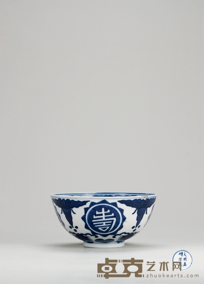 清康熙·青花万寿无疆碗 高:7.4cm直径:15.3cm
