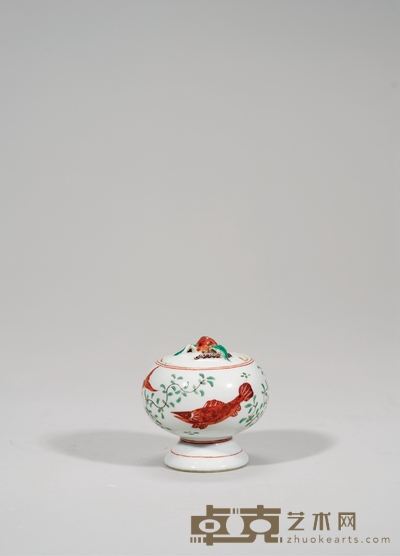 清雍正·五彩鱼藻纹水盂 高：6.5cm直径：6.5cm