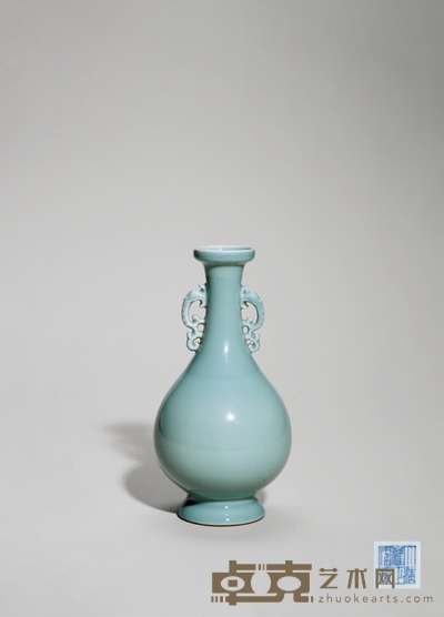 民国·粉青釉双耳瓶 高：22.5cm直径：11.5cm