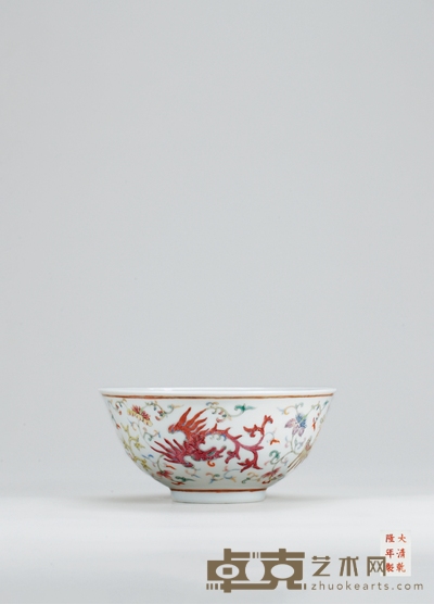 清光绪·粉彩夔凤纹碗 高:6.4cm直径:13.8cm
