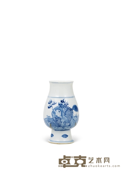 清康熙·青花海兽图琵琶尊 高:14.5cm直径:8.3cm