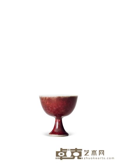 清康熙·郎窑红釉高足杯 高:6.9cm直径:6.5cm