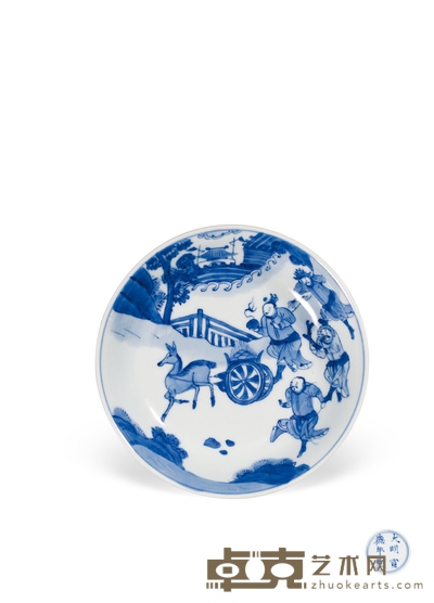 清康熙·青花八蛮进宝图盘 直径:15.5cm