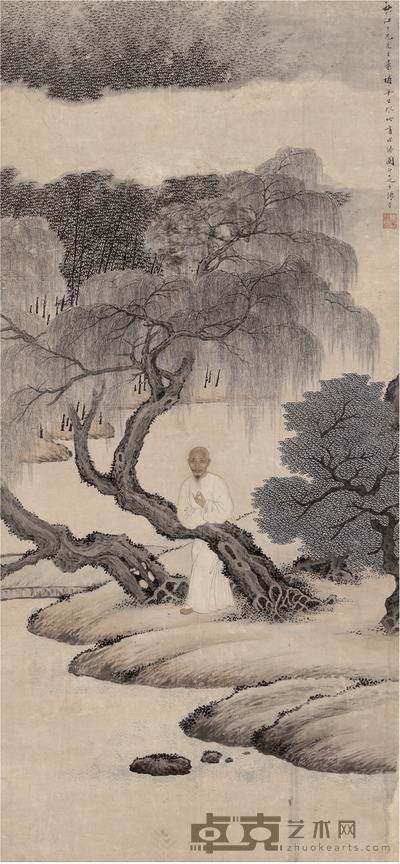 张 崟 水竹有深缘图 157.5×73cm
