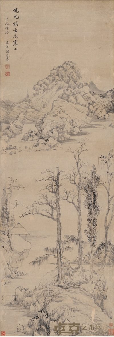 潘恭寿 古木寒山图 133×46cm