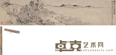 潘恭寿 拟沈周屋舟图 129.5×28.5cm