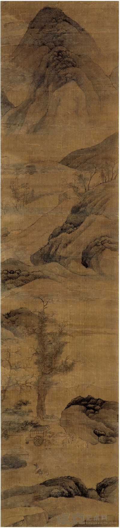 阎次平 云山行旅图 174.5×39cm    