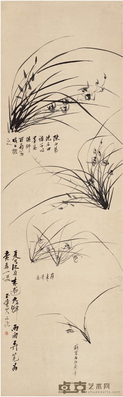 改 琦 临诸名家兰花 148×46cm