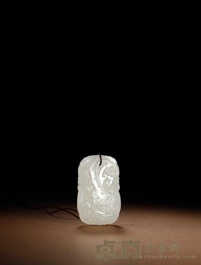 清·白玉浮雕龙凤佩 长:6cm宽:4cm