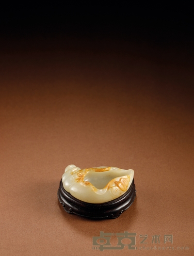 清·白玉红皮海螺形笔舔 带座高:3cm高:1.7cm长:5.3cm