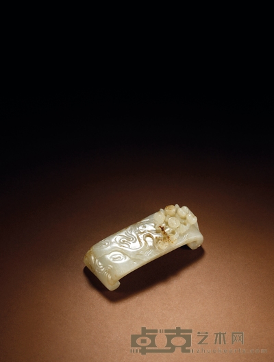 清·白玉高浮雕喜上眉梢墨床 高:1.8cm长:9.3cm宽:3.7cm