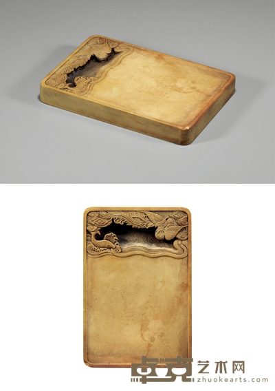 清乾隆·御铭凤纹松花石砚 14.4×9.8×1.7cm