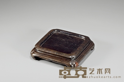 清·方形委角紫檀木座 13.8×13.5×3.1cm