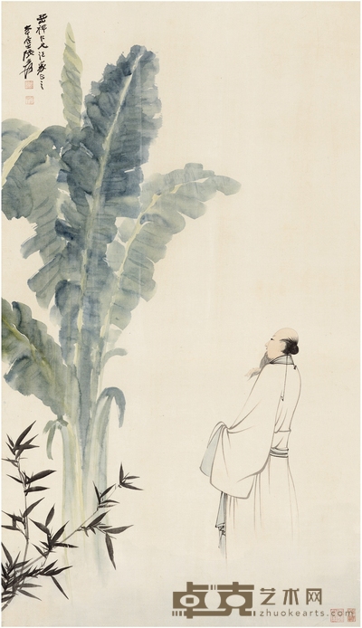 张大千 芭蕉高士图 112×64.5cm