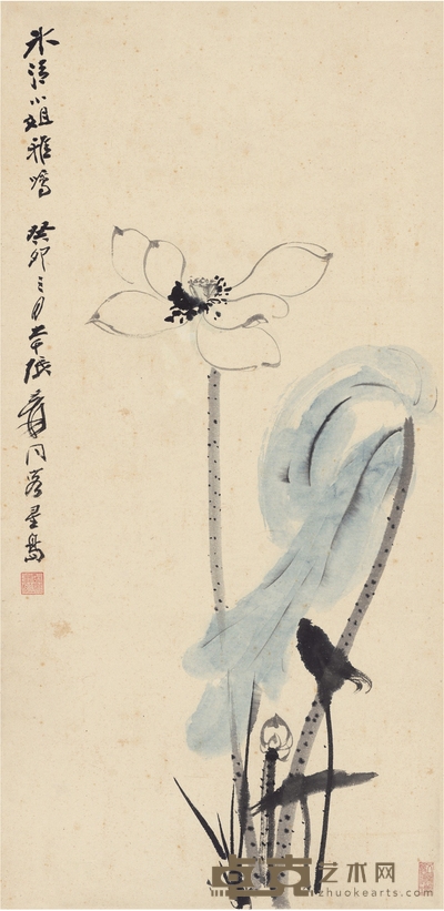 张大千 荷花图 119×58cm