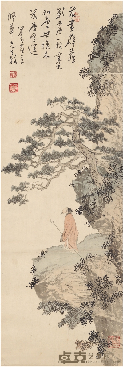 溥 儒 寒松高士图 74.5×24.5cm