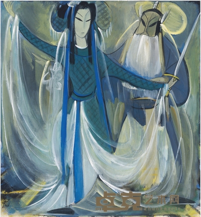 林风眠 重彩戏曲人物 71.5×65.5cm