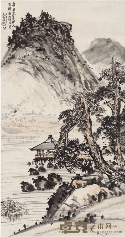 吴昌硕 秋山松亭图 140×74cm    