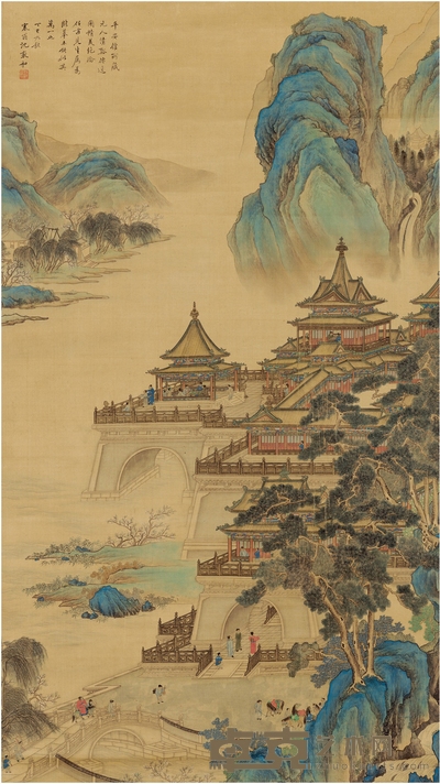 沈敦龢 仿元人清溪仙逸图 134.5×75.5cm 