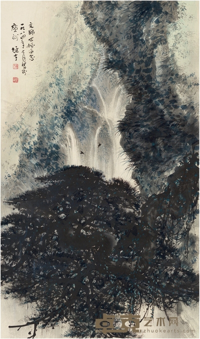 黎雄才 松壑飞瀑图 81.5×48cm