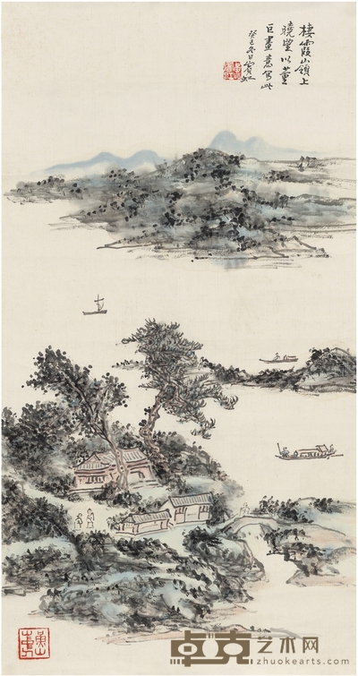 黄宾虹  栖霞岭晓望图 61.5×32.5cm