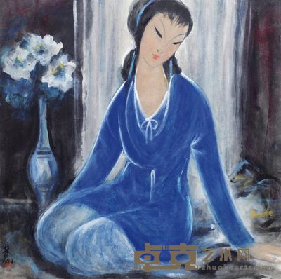 林风眠 蓝衣仕女 68×68cm