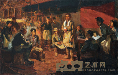 金一德 炉前入党 88×140cm