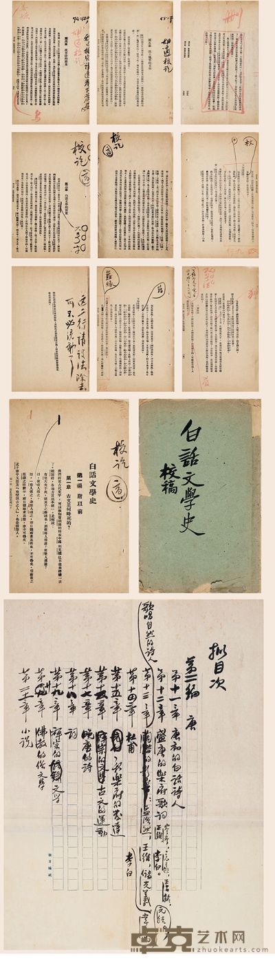 胡 适 代表作《白话文学史》批校定稿本 20.5×12.5cm