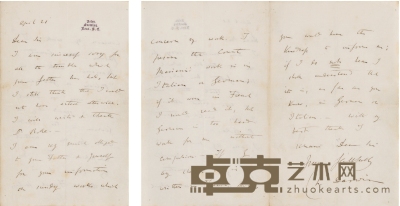 达尔文  有关出版《物种起源》卷三的信札 25×20cm  