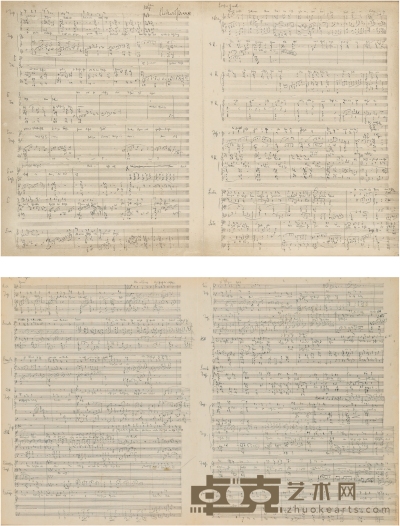 理查德德·施特劳斯  歌剧《达娜厄的爱情》第三幕第二场完整乐谱创作稿 57×38.5cm  