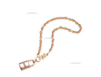 爱马仕 2020年 18K玫瑰金镶嵌18颗粉色钻石KELLY CANENAS手链