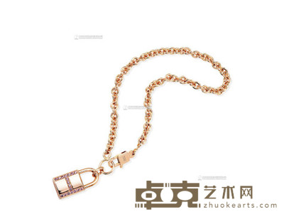 爱马仕 2020年 18K玫瑰金镶嵌18颗粉色钻石KELLY CANENAS手链 长0.82×高1.65cm