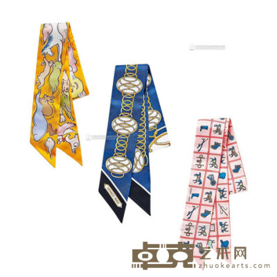 爱马仕  丝质TWILLY丝巾 （一组三条） 长86×高5cm