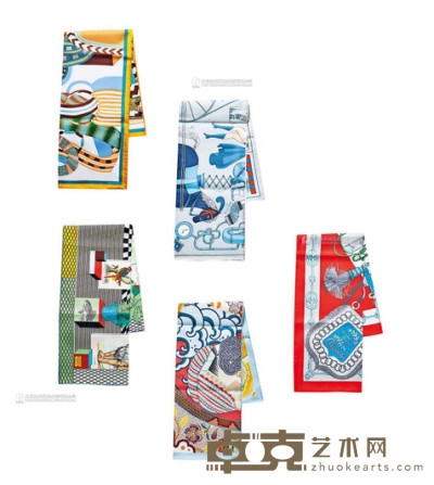 爱马仕  丝质丝巾 （一组五件） 90×90cm