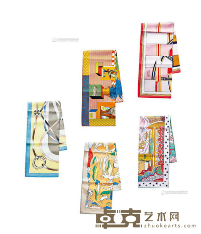 爱马仕  丝质丝巾 （一组五件） 90×90cm