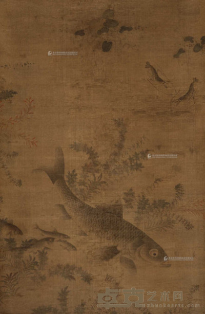 佚名 浮萍鱼藻图 立轴 101×66cm