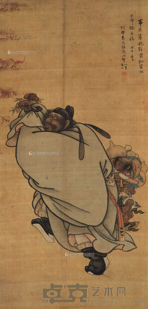 黄应谌 1678年作 钟馗引福 立轴 123×59cm