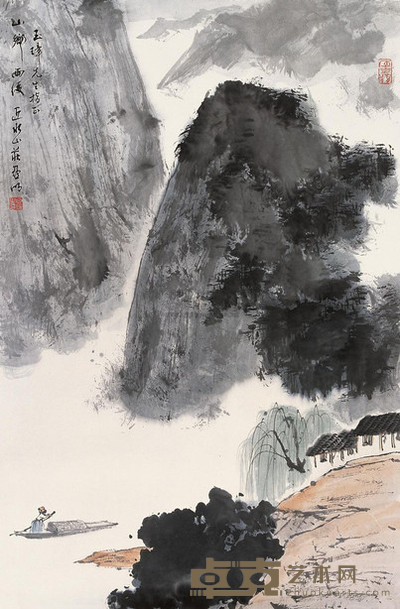 亚明 山乡雨后 镜心 70×46cm