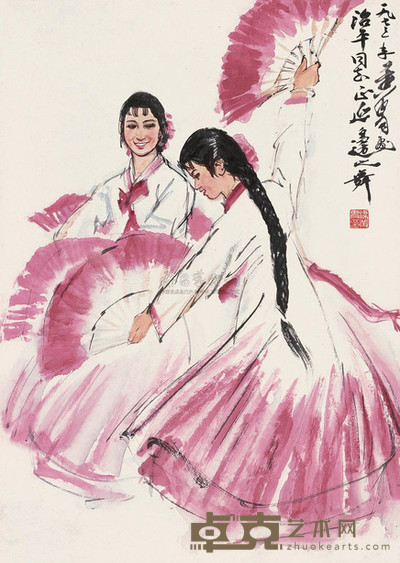 黄胄 1973年作 延边之舞 立轴 68×48cm