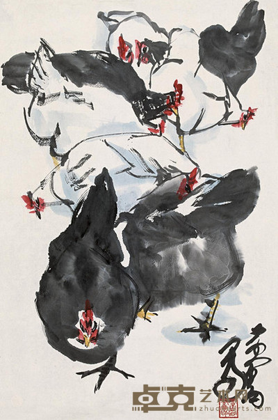 黄胄 群吉图 镜心 69×45cm