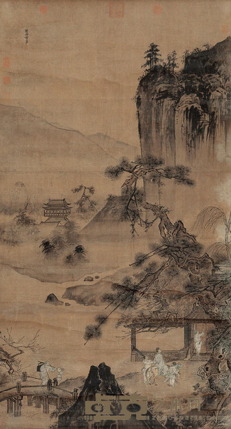 李在 （款） 溪桥旅归 立轴 164×88cm