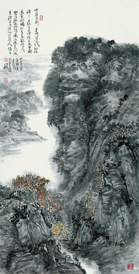 陈仕彬 2009年作 江岸古道 镜心