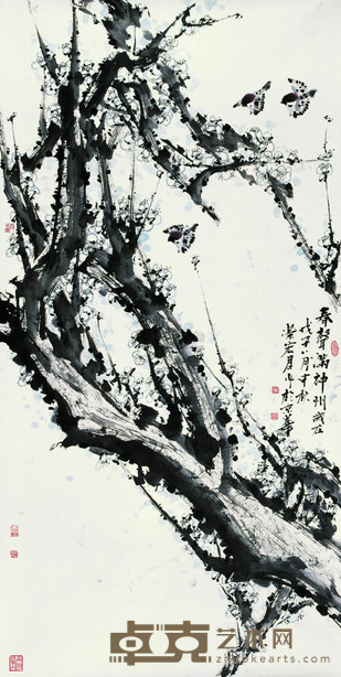 荣宏君 2008年作 春声满神州 镜心 136×68cm