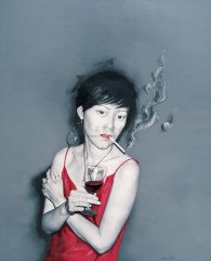 何森 2007年作 红衣女孩的烟和酒