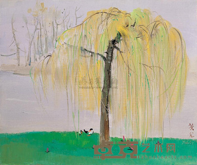 吴冠中 1989年作 春雨 37×44.5cm