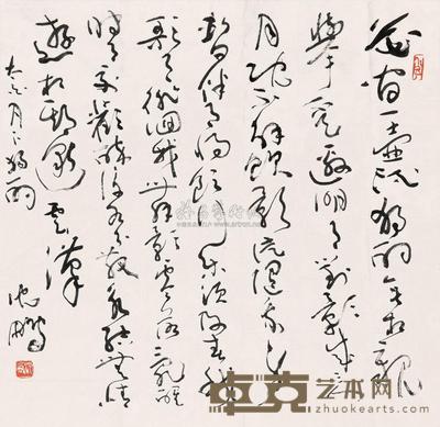 沈鹏 草书李白诗一首 镜心 69×69cm